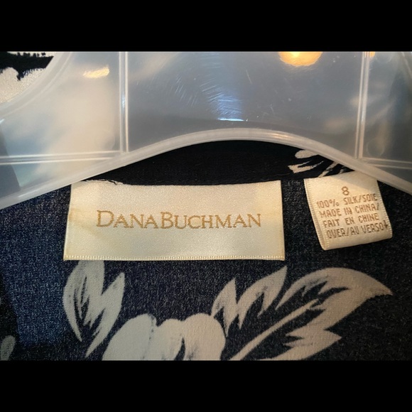 Dana Buchman Navy Flowered Blouse - Picture 3 of 5
